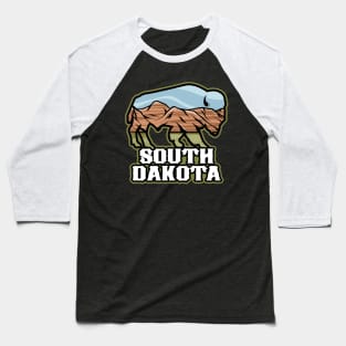 South Dakota Badlands Buffalo Baseball T-Shirt